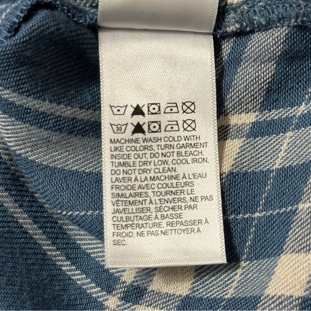 Lucky Brand Cloud Plaid Boyfriend Flannel Shirt Size XL Lightweight Soft Top - Picture 6 of 6